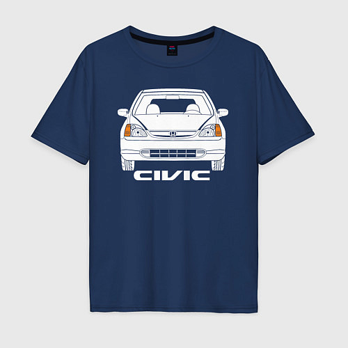 Мужская футболка оверсайз Honda Civic EP 7gen / Тёмно-синий – фото 1