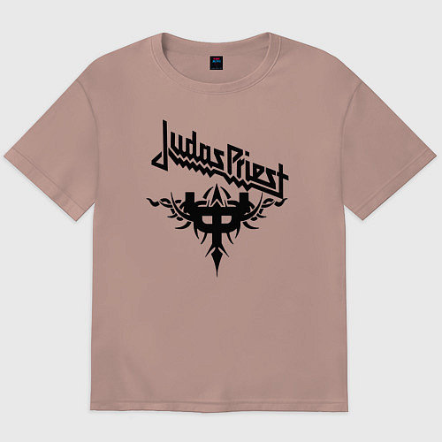 Мужская футболка оверсайз Judas priest / Пыльно-розовый – фото 1
