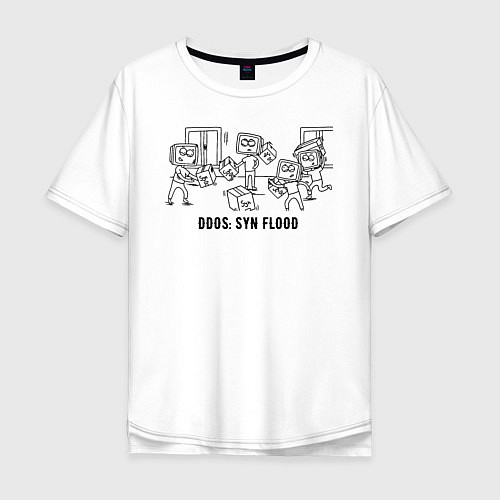 Мужская футболка оверсайз DDoS: SYN Flood / Белый – фото 1