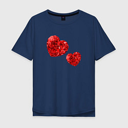 Мужская футболка оверсайз Рубиновые сердца