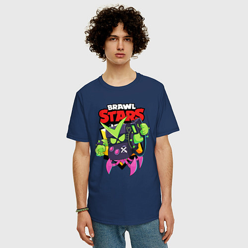 Мужская футболка оверсайз BRAWL STARS VIRUS 8-BIT / Тёмно-синий – фото 3