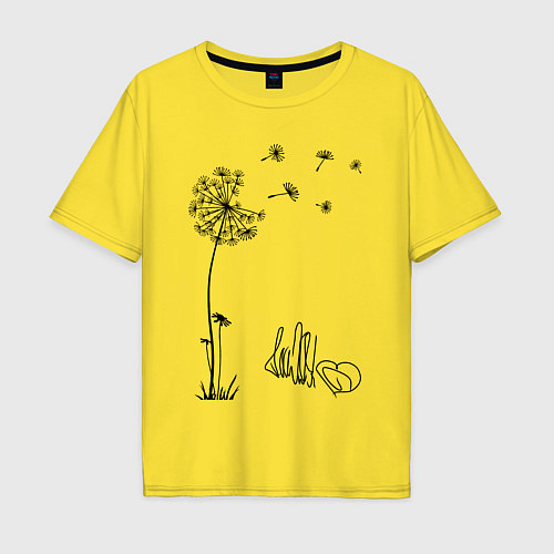 Мужская футболка оверсайз Одуванчик с автографом / Желтый – фото 1