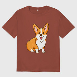 Футболка оверсайз мужская Корги, цвет: кирпичный