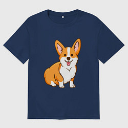 Футболка оверсайз мужская Корги, цвет: тёмно-синий