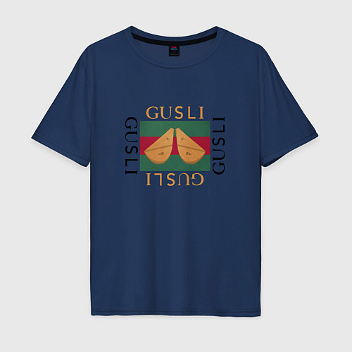 Мужская футболка оверсайз Гусли / Тёмно-синий – фото 1