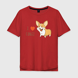 Мужская футболка оверсайз I LOVE CORGI