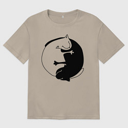 Мужская футболка оверсайз Инь-Янь Коты