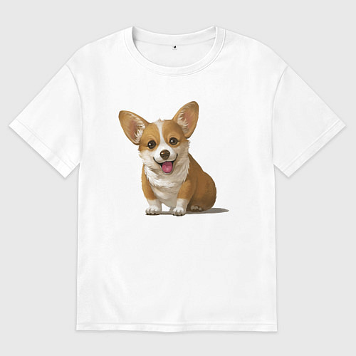 Мужская футболка оверсайз КОРГИ / Белый – фото 1