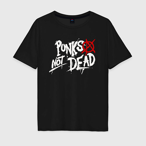 Мужская футболка оверсайз Punks not dead / Черный – фото 1