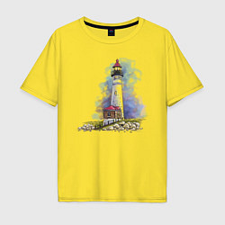 Мужская футболка оверсайз Crisp Point Lighthouse