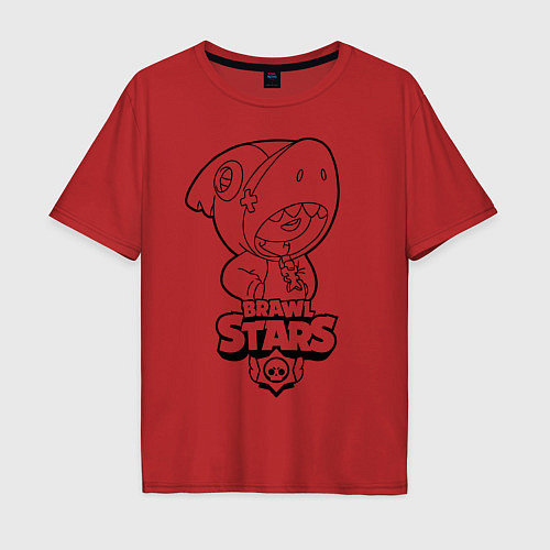 Мужская футболка оверсайз Brawl Stars LEON раскраска / Красный – фото 1