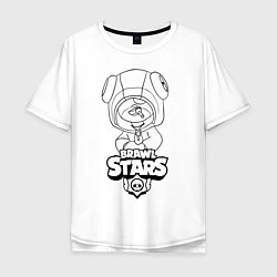 Мужская футболка оверсайз Brawl Stars LEON раскраска