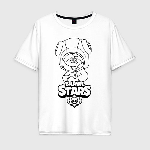 Мужская футболка оверсайз Brawl Stars LEON раскраска / Белый – фото 1