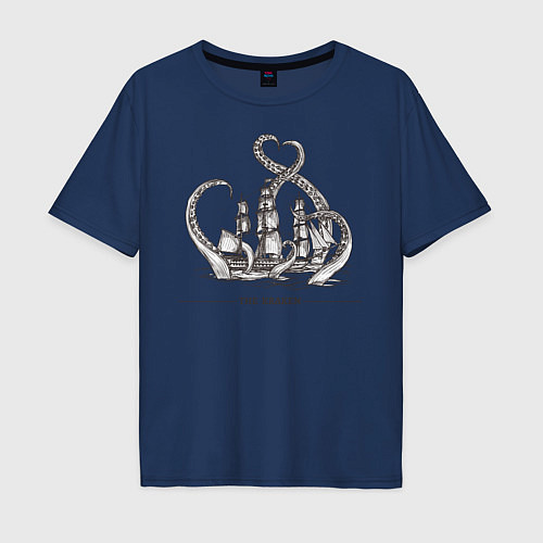 Мужская футболка оверсайз Морской монстр Кракен, Kraken / Тёмно-синий – фото 1