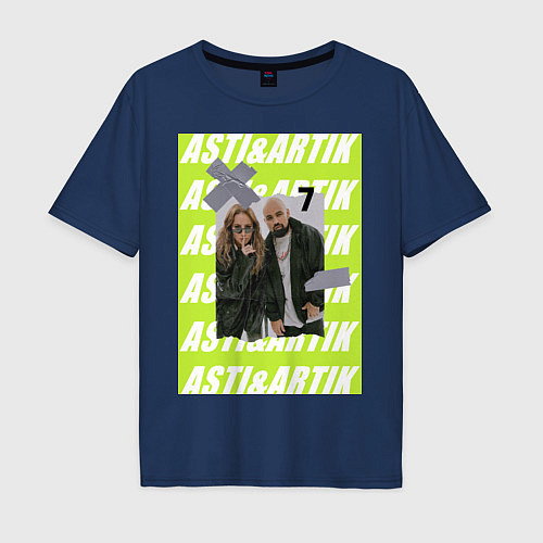 Мужская футболка оверсайз Artik & Asti 7 / Тёмно-синий – фото 1