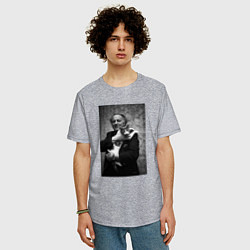 Футболка оверсайз мужская Бродский и кот, цвет: меланж — фото 2