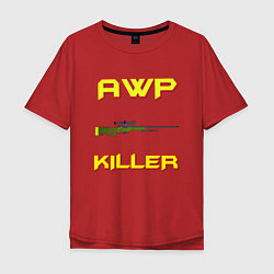 Футболка оверсайз мужская AWP killer 2, цвет: красный