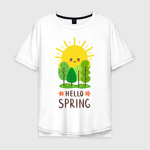 Мужская футболка оверсайз Hello Spring / Белый – фото 1