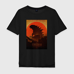 Мужская футболка оверсайз Godzilla and red sun
