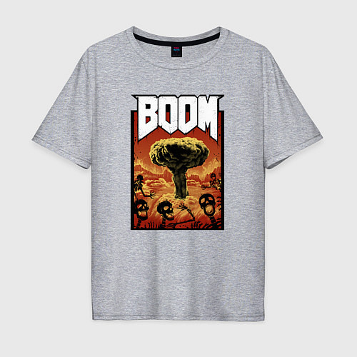 Мужская футболка оверсайз DOOM BOOM / Меланж – фото 1