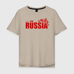 Футболка оверсайз мужская Russia, цвет: миндальный