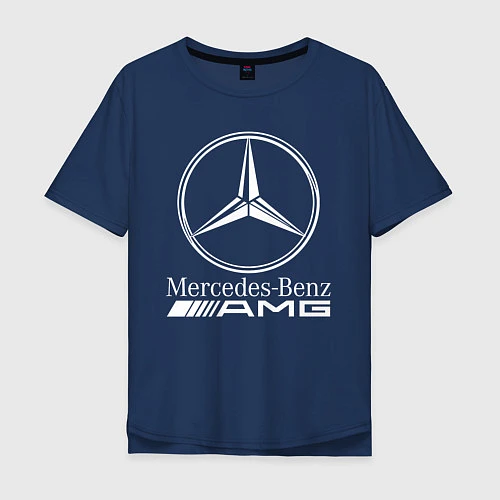 Мужская футболка оверсайз MERCEDES-BENZ AMG / Тёмно-синий – фото 1