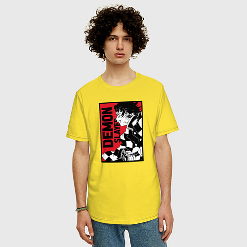 Мужская футболка оверсайз KIMETSU NO YAIBA / Желтый – фото 3