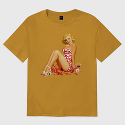 Футболка оверсайз мужская Retro PinUp Girl, цвет: горчичный