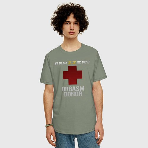 Мужская футболка оверсайз Brazzers orgasm donor / Авокадо – фото 3
