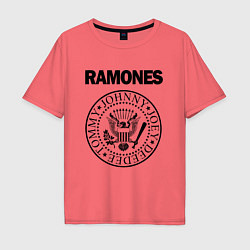 Футболка оверсайз мужская RAMONES, цвет: коралловый