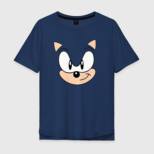 Мужская футболка оверсайз Sonic лицо / Тёмно-синий – фото 1