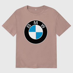 Футболка оверсайз мужская BMW, цвет: пыльно-розовый