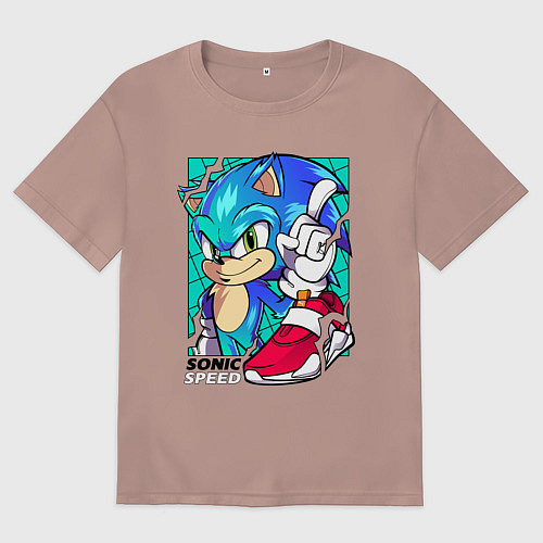 Мужская футболка оверсайз СОНИК / Пыльно-розовый – фото 1