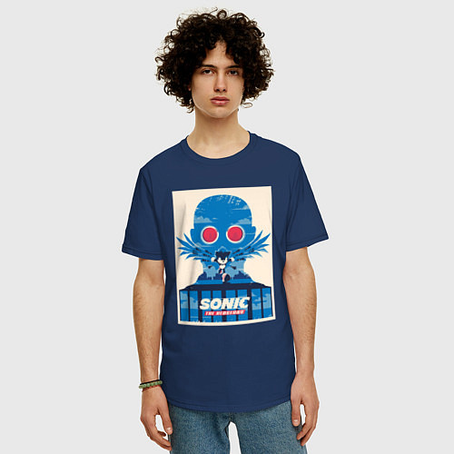 Мужская футболка оверсайз Sonic / Тёмно-синий – фото 3