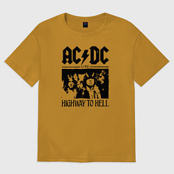 Футболка оверсайз мужская ACDC highway to hell, цвет: горчичный