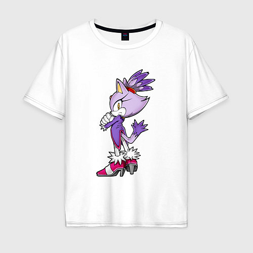 Мужская футболка оверсайз SONIC Кошка Блейз / Белый – фото 1