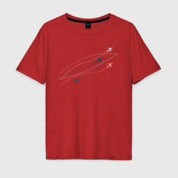 Футболка оверсайз мужская Flight track, цвет: красный