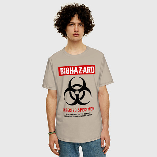 Мужская футболка оверсайз Biohazard / Миндальный – фото 3