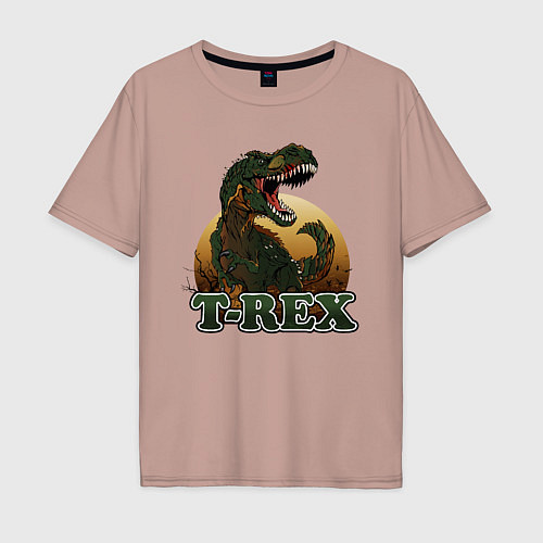 Мужская футболка оверсайз T-Rex / Пыльно-розовый – фото 1