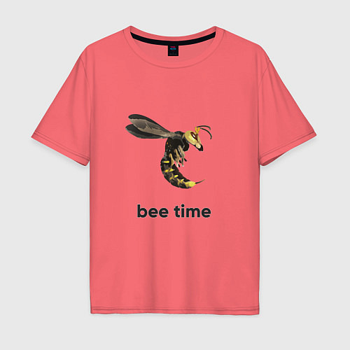 Мужская футболка оверсайз Bee time / Коралловый – фото 1