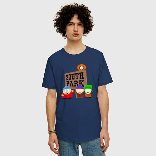 Мужская футболка оверсайз South Park / Тёмно-синий – фото 3