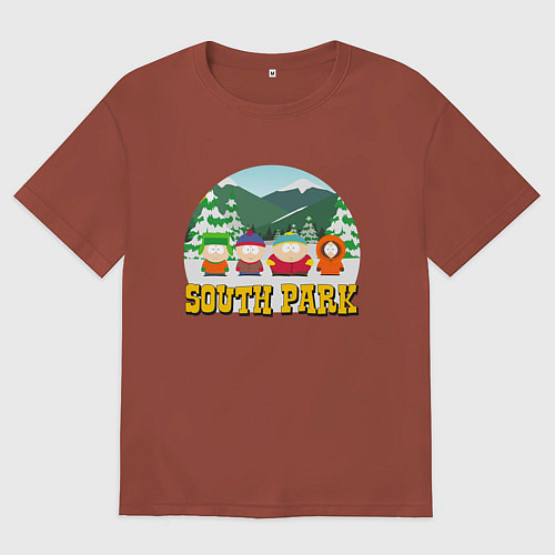 Мужская футболка оверсайз ЮЖНЫЙ ПАРК / Кирпичный – фото 1