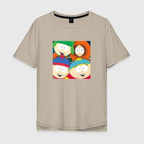 Мужская футболка оверсайз South Park / Миндальный – фото 1