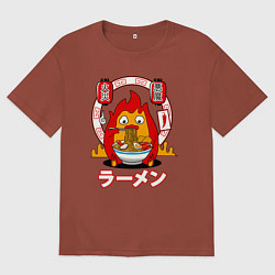 Футболка оверсайз мужская Кальцифер, цвет: кирпичный