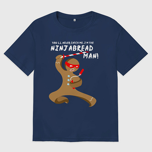 Мужская футболка оверсайз Пряничный ниндзя / Тёмно-синий – фото 1