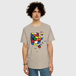Футболка оверсайз мужская Кубик Рубика, цвет: миндальный — фото 2