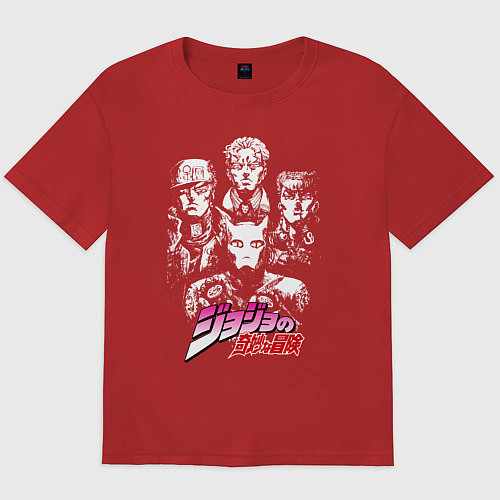 Мужская футболка оверсайз JOJOS BIZARRE ADVENTURE / Красный – фото 1