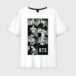 Футболка оверсайз мужская BTS, цвет: белый