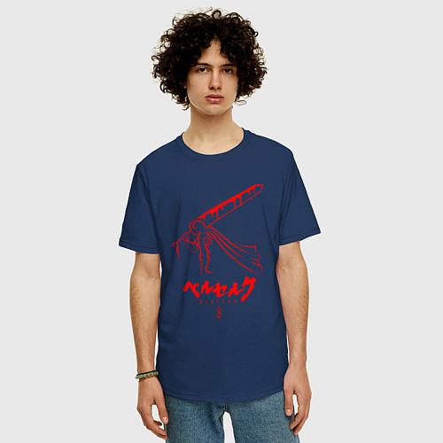 Мужская футболка оверсайз BERSERK / Тёмно-синий – фото 3