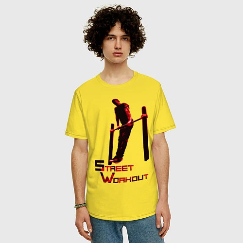 Мужская футболка оверсайз Street Workout Выход Силой / Желтый – фото 3